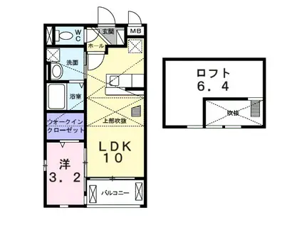 フルール1(1LDK/2階)の間取り写真