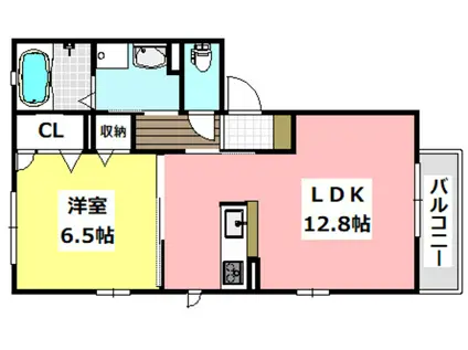 豊川モリハイツ A棟(1LDK/2階)の間取り写真