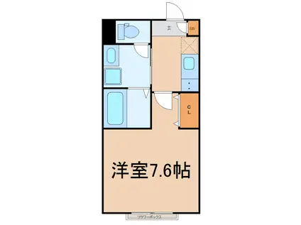 プリマフルール大和町(1K/2階)の間取り写真