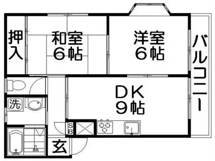 スカイハイツ(2DK/2階)の間取り写真