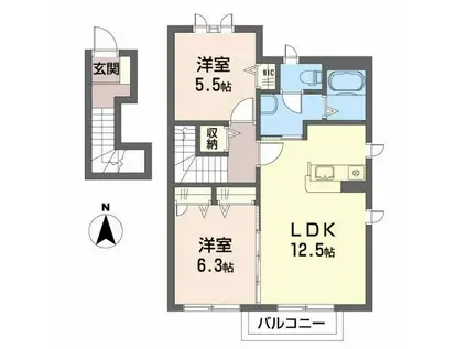 ファミールかんのIII(2LDK/2階)の間取り写真