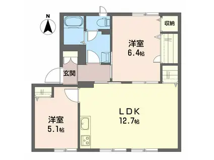 クレセントガーデン D棟(2LDK/1階)の間取り写真