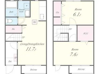 ヴィラージュ刀根山III(2LDK/1階)の間取り写真