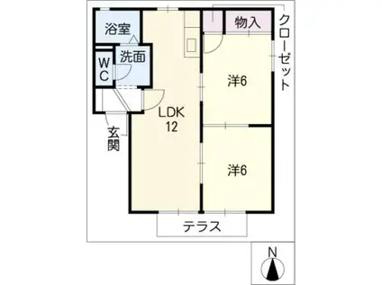 サニーコートI棟(2LDK/1階)の間取り写真