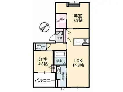 キアレッツァ庚午北(2LDK/3階)の間取り写真
