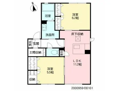 ひとみの森 D棟(2LDK/1階)の間取り写真