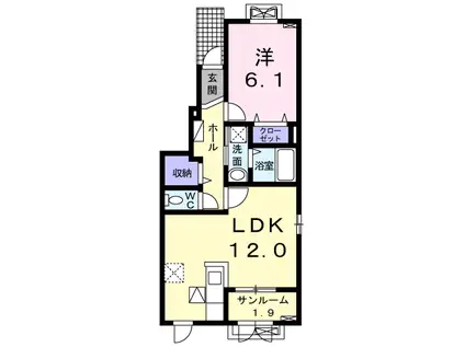アルタイル・K I(1LDK/1階)の間取り写真