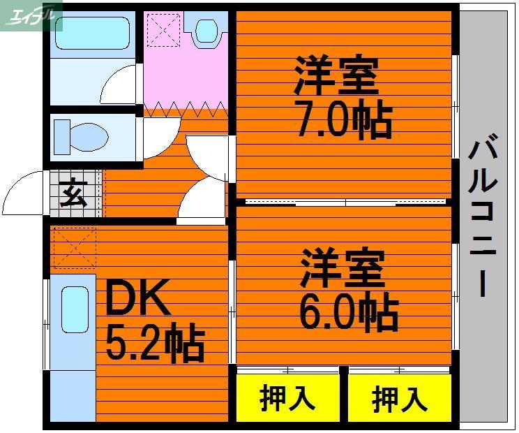 ライトハイツ(2DK/3階)の間取り写真