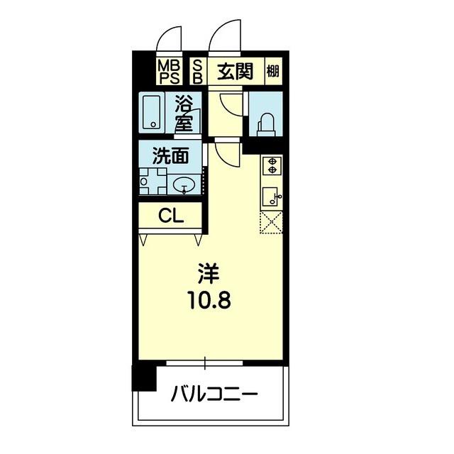 水前寺グランテラス(ワンルーム/2階)の間取り写真