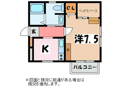 CASA FIORE B(1K/1階)の間取り写真