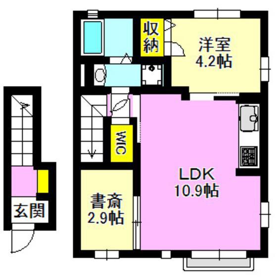 メゾン・ド・ミント(1SLDK/2階)の間取り写真