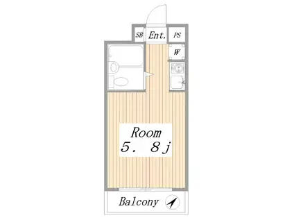 川崎アーバンリズ(ワンルーム/6階)の間取り写真