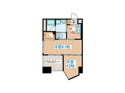 マルタマファイブリッジ(2K/7階)の間取り写真