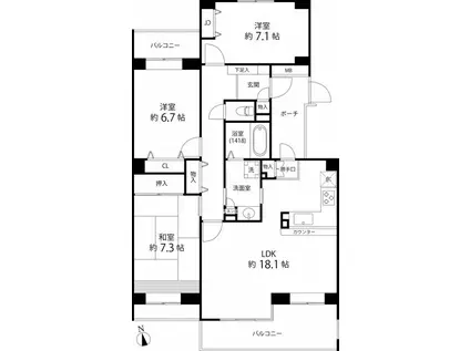 T′S GARDEN西寺尾 E棟(3LDK/2階)の間取り写真