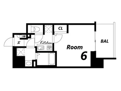 エスリード神戸三宮(1K/11階)の間取り写真