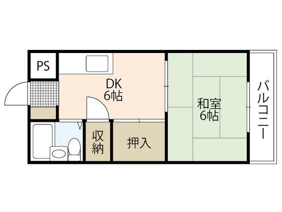福田ハイム(1DK/3階)の間取り写真