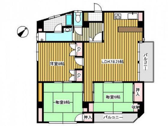 小林ビル(3LDK/3階)の間取り写真