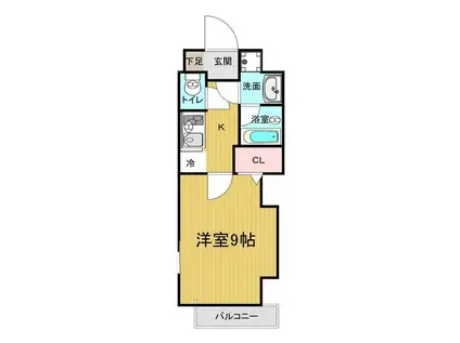 ピアスマート医大東(1K/6階)の間取り写真