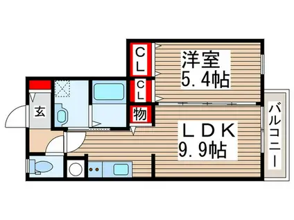 ガーデンヒルズA棟(1LDK/3階)の間取り写真