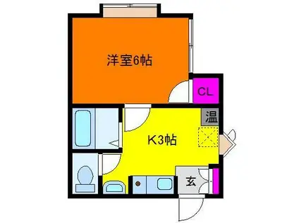 上所グリーンタウンD棟(1K/1階)の間取り写真