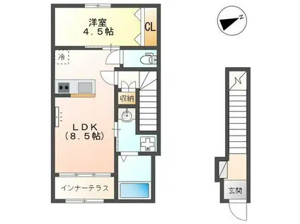 BON LYON (1K/2階)の間取り写真