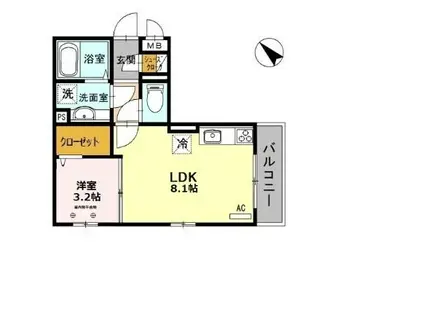 ELVITA(1LDK/2階)の間取り写真