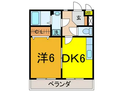 T・H・Kハイツ(1DK/2階)の間取り写真