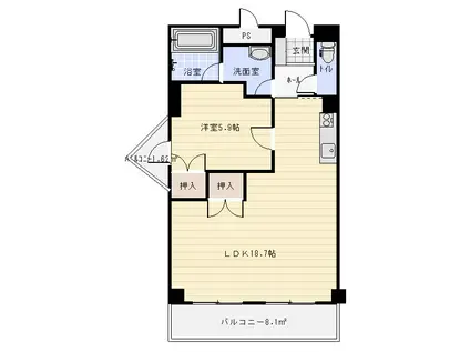 カーサ・エスペランサ(1LDK/5階)の間取り写真