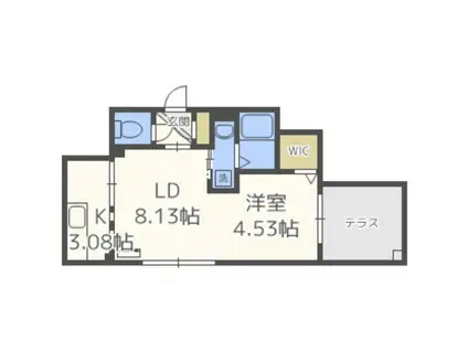 シエル ノース22(1LDK/1階)の間取り写真