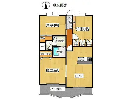 ダイヤ17清住(3LDK/3階)の間取り写真