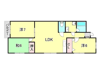 ブリージェ朝日ヶ丘(2LDK/4階)の間取り写真