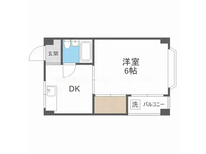 関西ドリームハイツII(1K/2階)の間取り写真