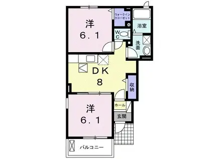 フォレスト サイド横山I(2DK/1階)の間取り写真