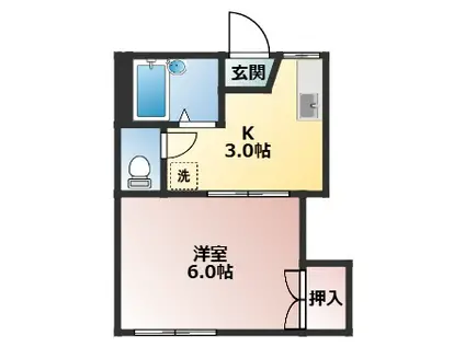 薬円台コーポガーデニア(1K/2階)の間取り写真