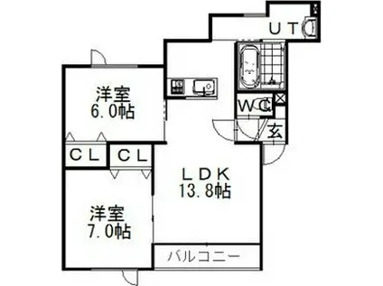 Yラルーチェ(2LDK/2階)の間取り写真