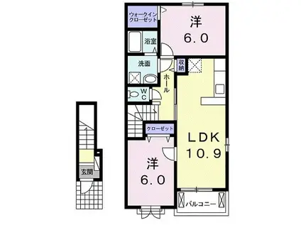 SMITH KANA(2LDK/2階)の間取り写真