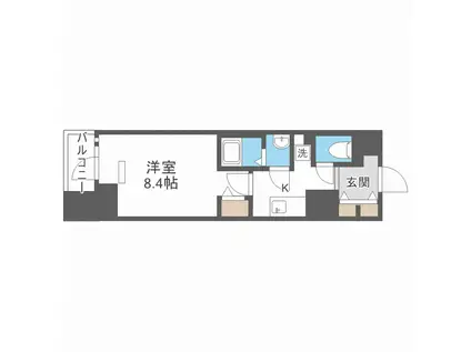 プレサンス北浜レガーロ(1K/6階)の間取り写真