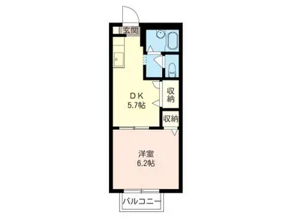 ジュネス北松戸(1DK/2階)の間取り写真