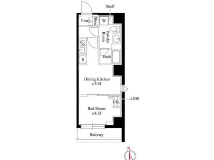 グランパセオ日本橋イースト(1DK/2階)の間取り写真