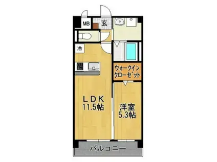 エスペランサ久留米駅前(1LDK/1階)の間取り写真