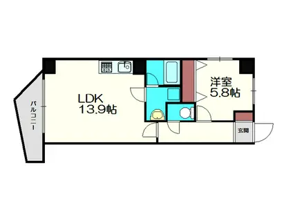 パークヒル厚別(1LDK/2階)の間取り写真