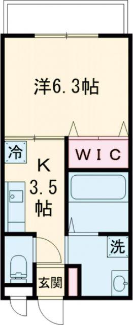 SIGNPOST小江原(1K/1階)の間取り写真