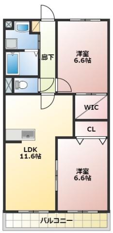 サザンハウスNANREI(2LDK/3階)の間取り写真