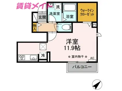 FORTE III(ワンルーム/1階)の間取り写真