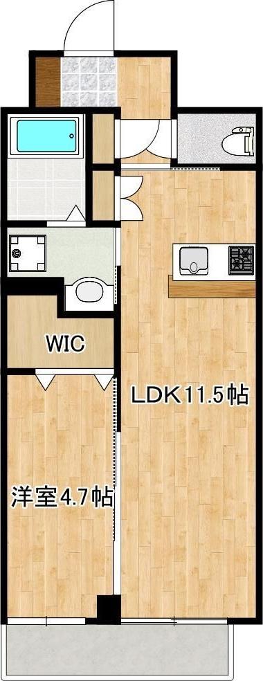 N888(1LDK/8階)の間取り写真