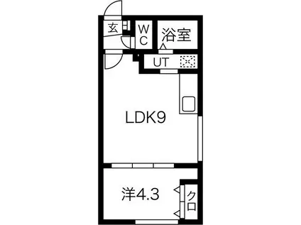 ラフィーネ円山公園・華(1LDK/2階)の間取り写真