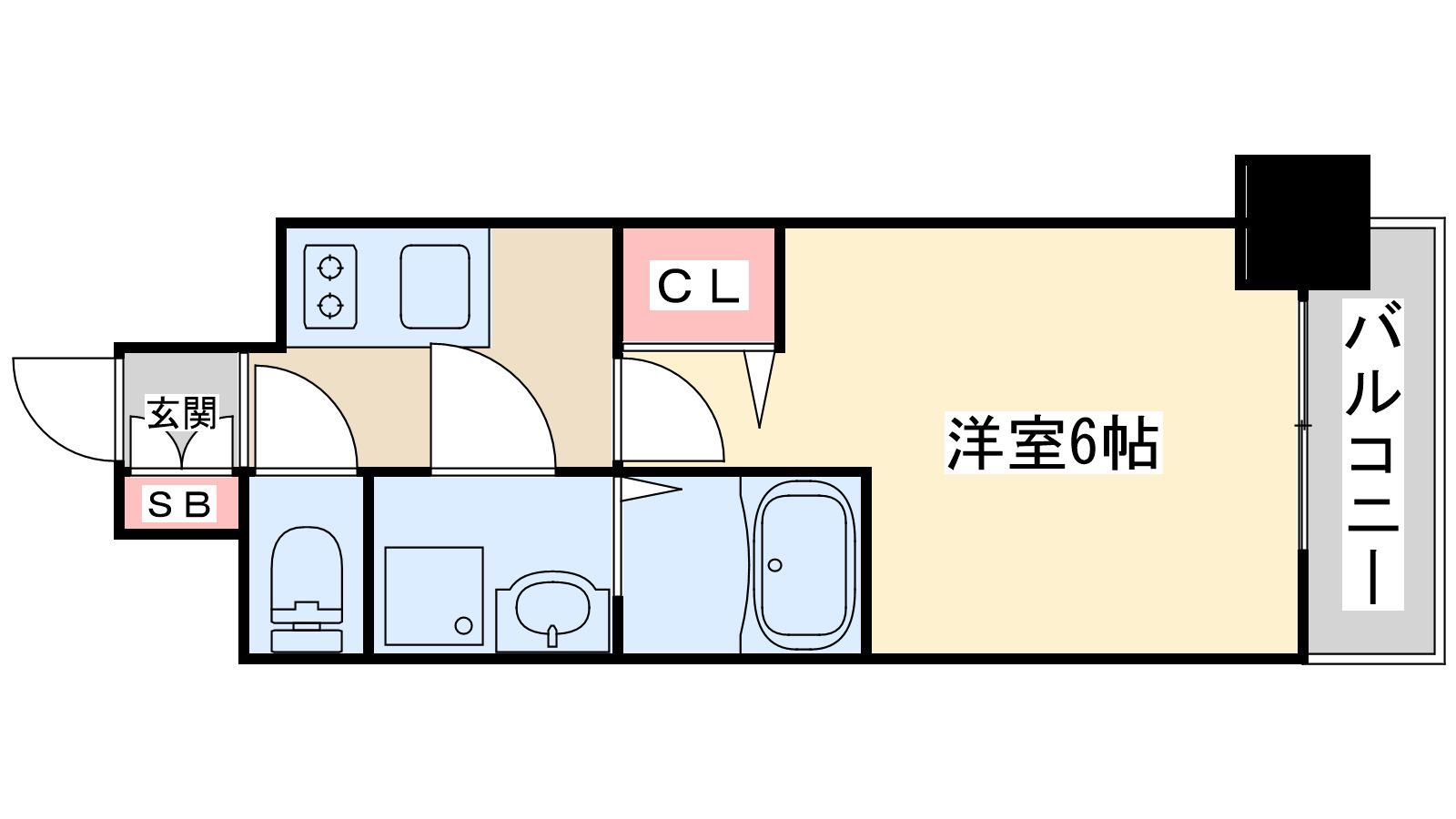 エスリード大阪ザ・ルクス(1K/14階)の間取り写真