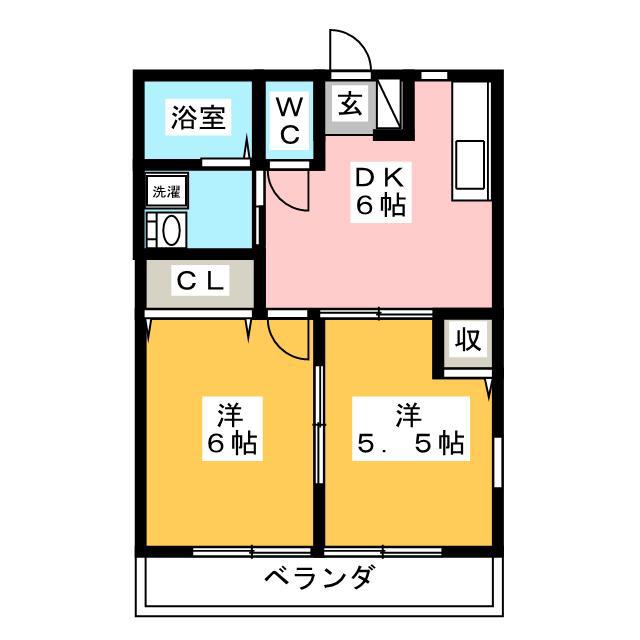 シティハイム八剱C(2DK/2階)の間取り写真