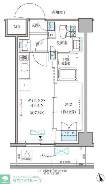 パークアクシス文京本郷(1DK/6階)の間取り写真