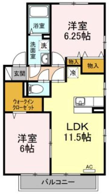 グランフォート壱番館(2LDK/1階)の間取り写真